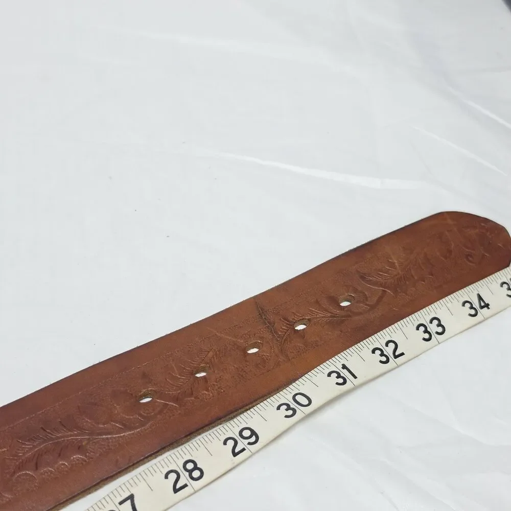 Gap Floral Tooled Genuine Leather Cognac Brown Belt Women's M / 32 Boho Western